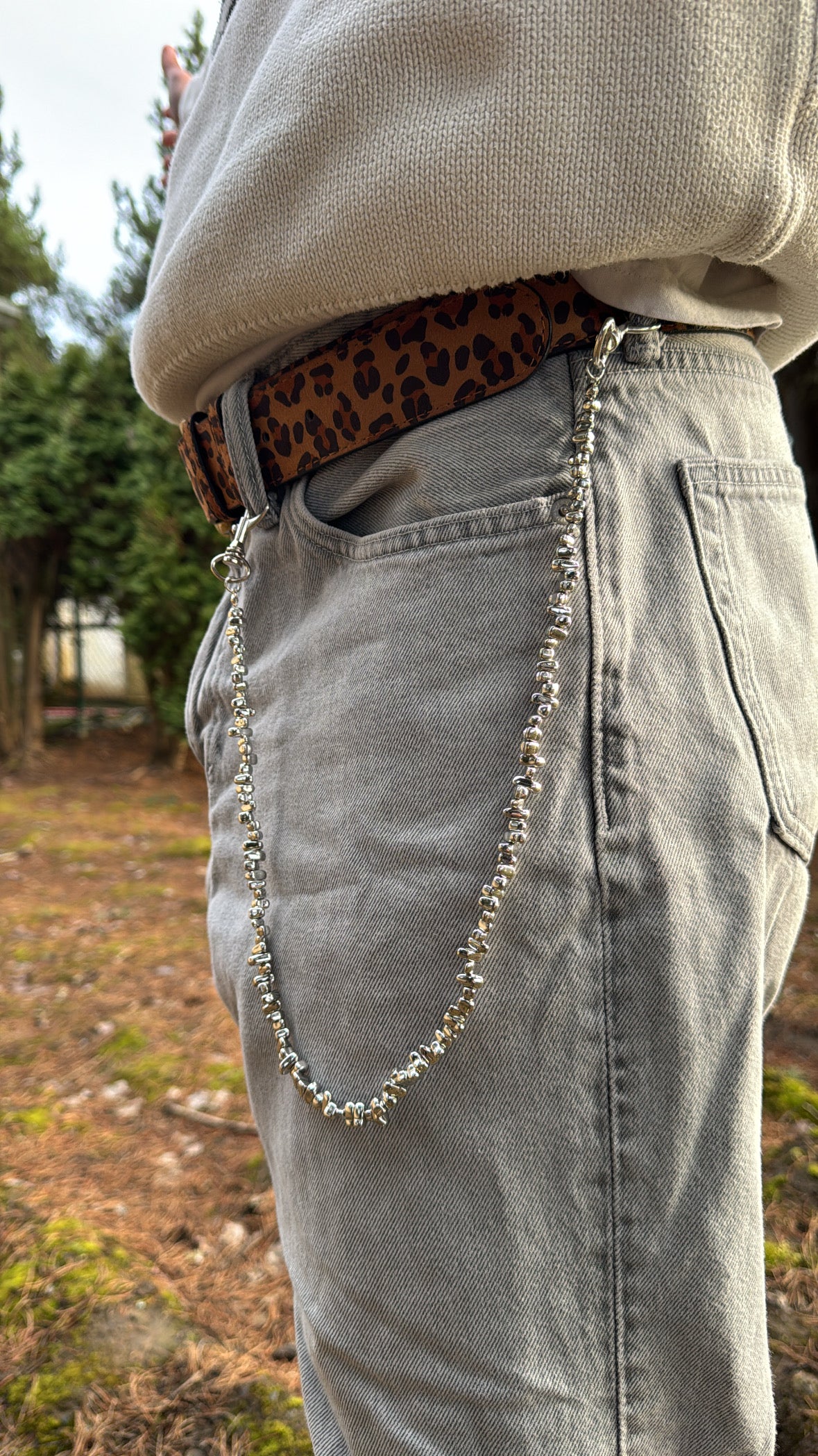 IGNRNT Studios Silver Stone Belt Chain - Silver
