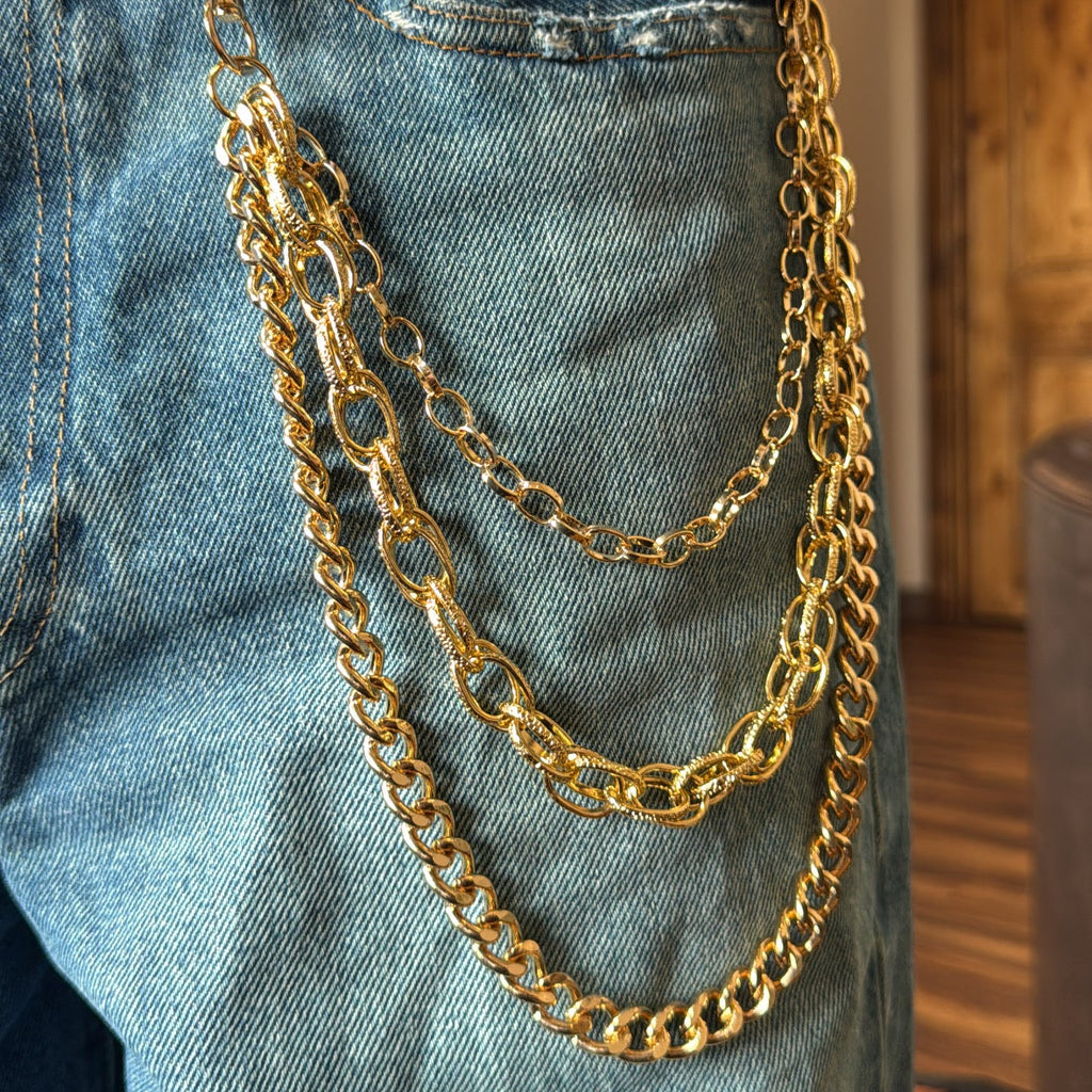 IGNRNT Studios Triple Layer Gold Stainless Steel Belt Chain