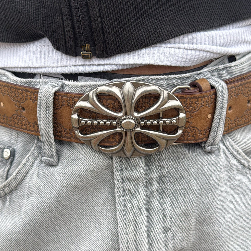 IGNRNT STUDIOS Western Floral Buckle Belt – Vintage Brown