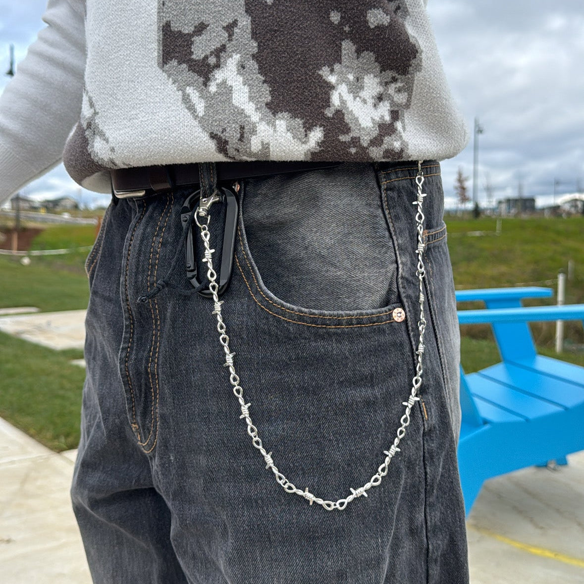 IGNRNT Studio Silver Barbed Wire Belt Chain