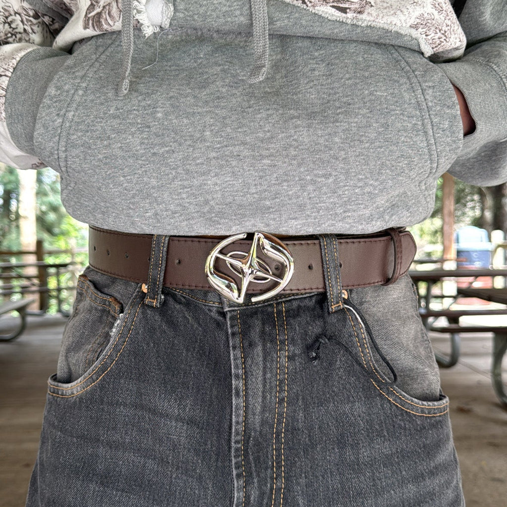 IGNRNT Studios Brown Silver Star Buckle Belt