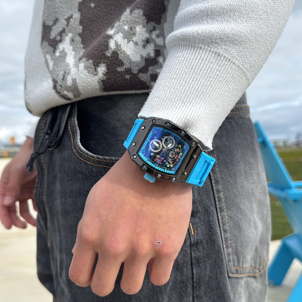IGNRNT Studio Blue Skeleton Watch - Black/Blue