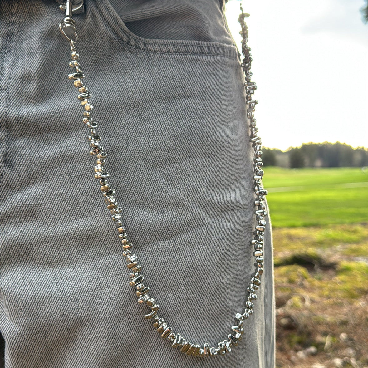 IGNRNT Studios Silver Stone Belt Chain - Silver