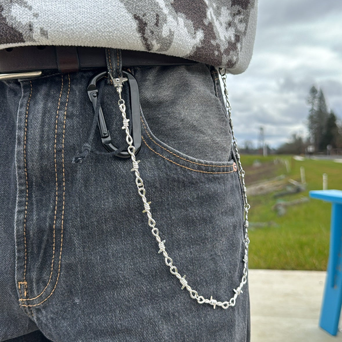 IGNRNT Studio Silver Barbed Wire Belt Chain