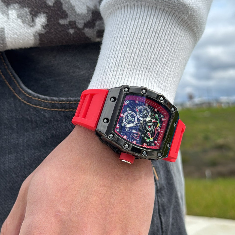 IGNRNT Studios Red Skeleton Watch - Red/Black