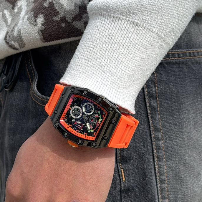 IGNRNT Studios Orange Skeleton Watch - Black/Orange