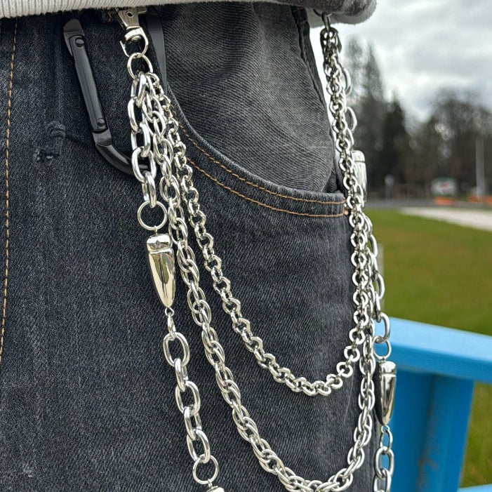 IGNRNT Studios Silver Triple Layer Bullet Belt Chain