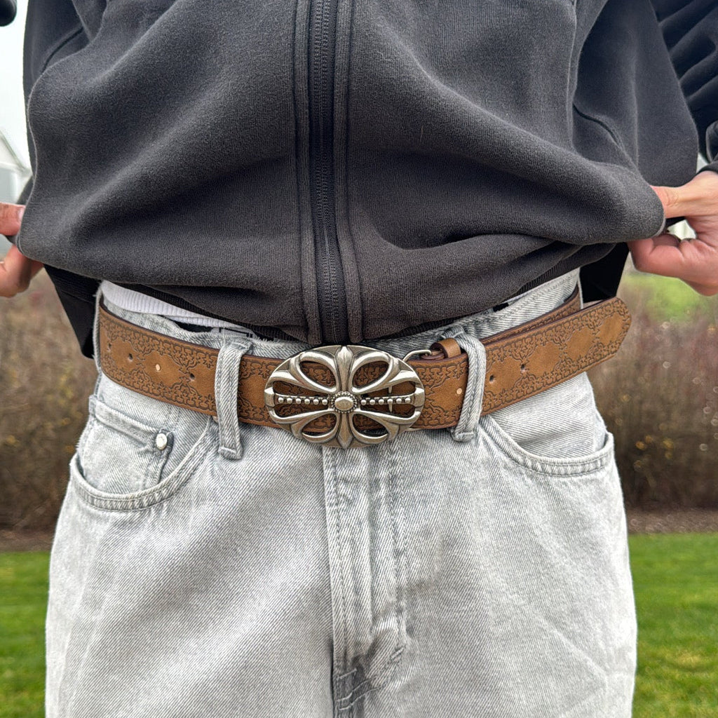 IGNRNT STUDIOS Western Floral Buckle Belt – Vintage Brown