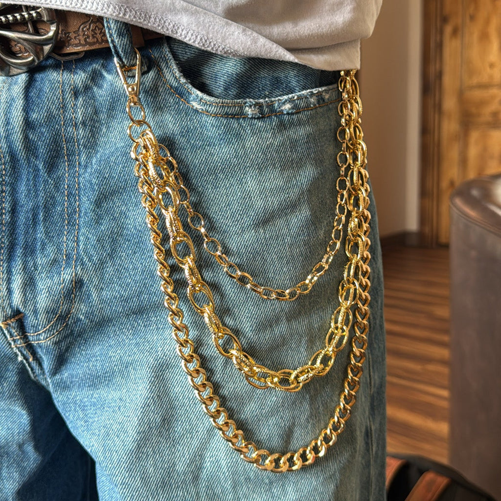 IGNRNT Studios Triple Layer Gold Stainless Steel Belt Chain