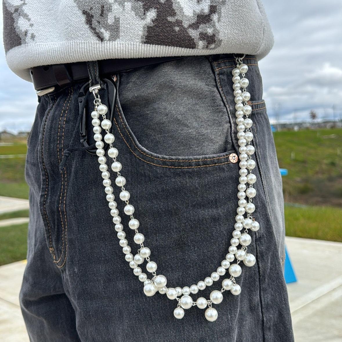 IGNRNT Studios Double Layer Pearl Belt Chain