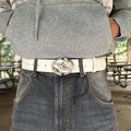 IGNRNT Studios Leather Star Buckle Belt – White