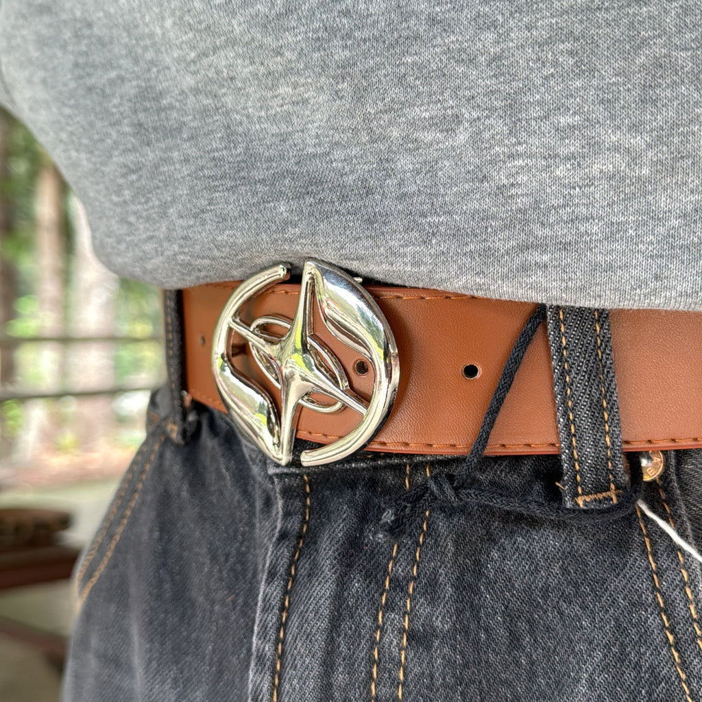 IGNRNT Studios Tan Silver Star Buckle Belt