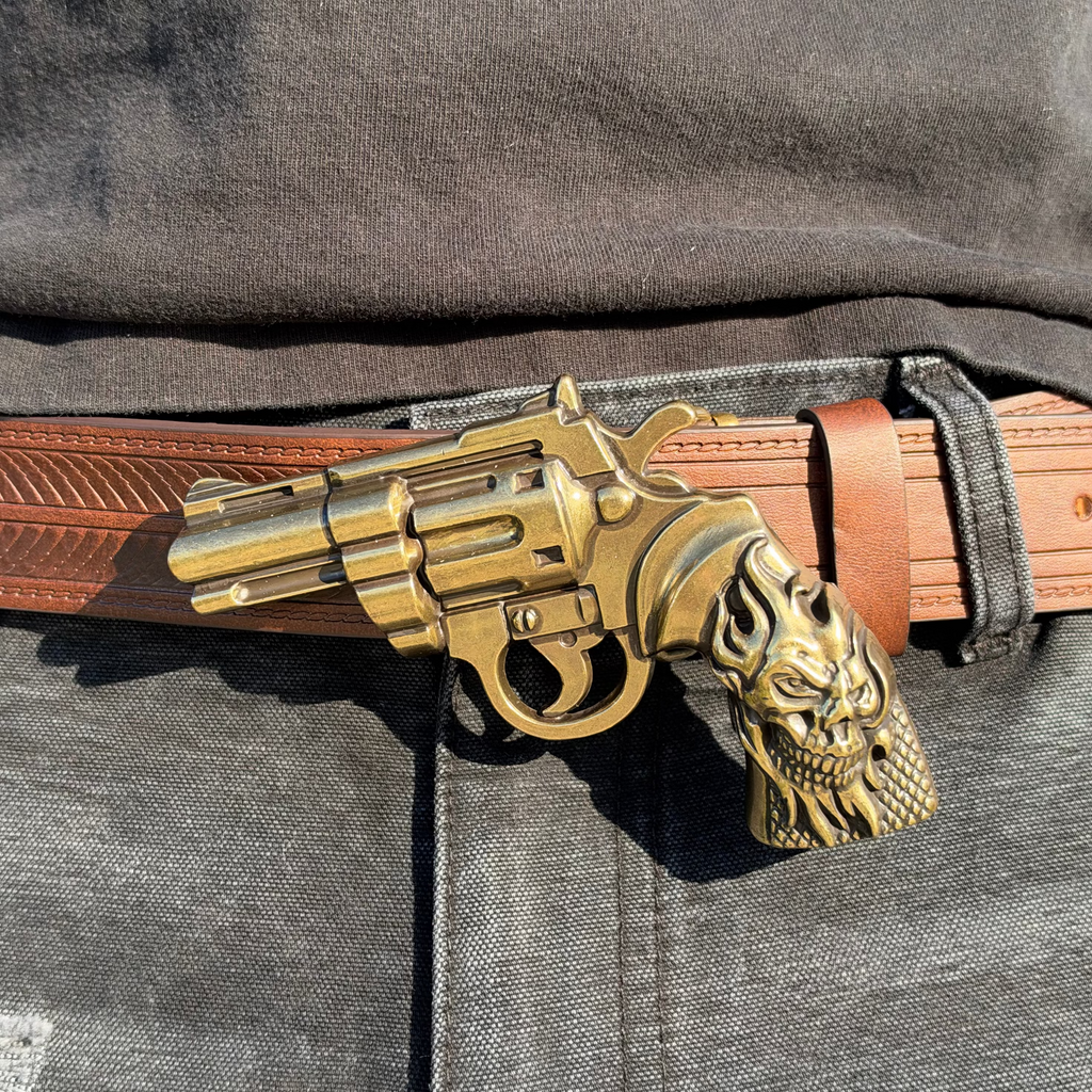 IGNRNT Studios Brown Western Revolver Belt – Antique Gold