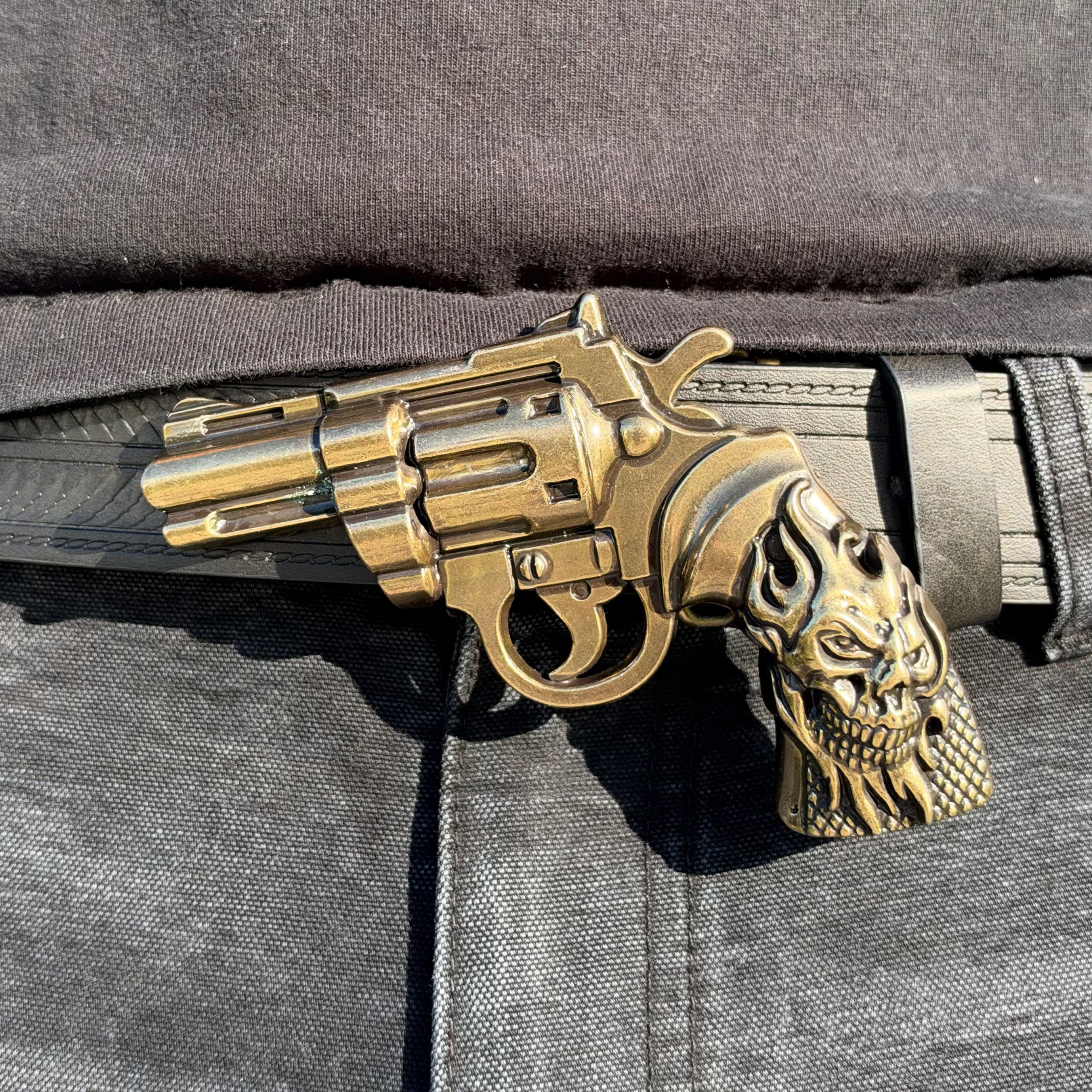 IGNRNT Studios Vintage Black Western Revolver Belt – Antique Gold