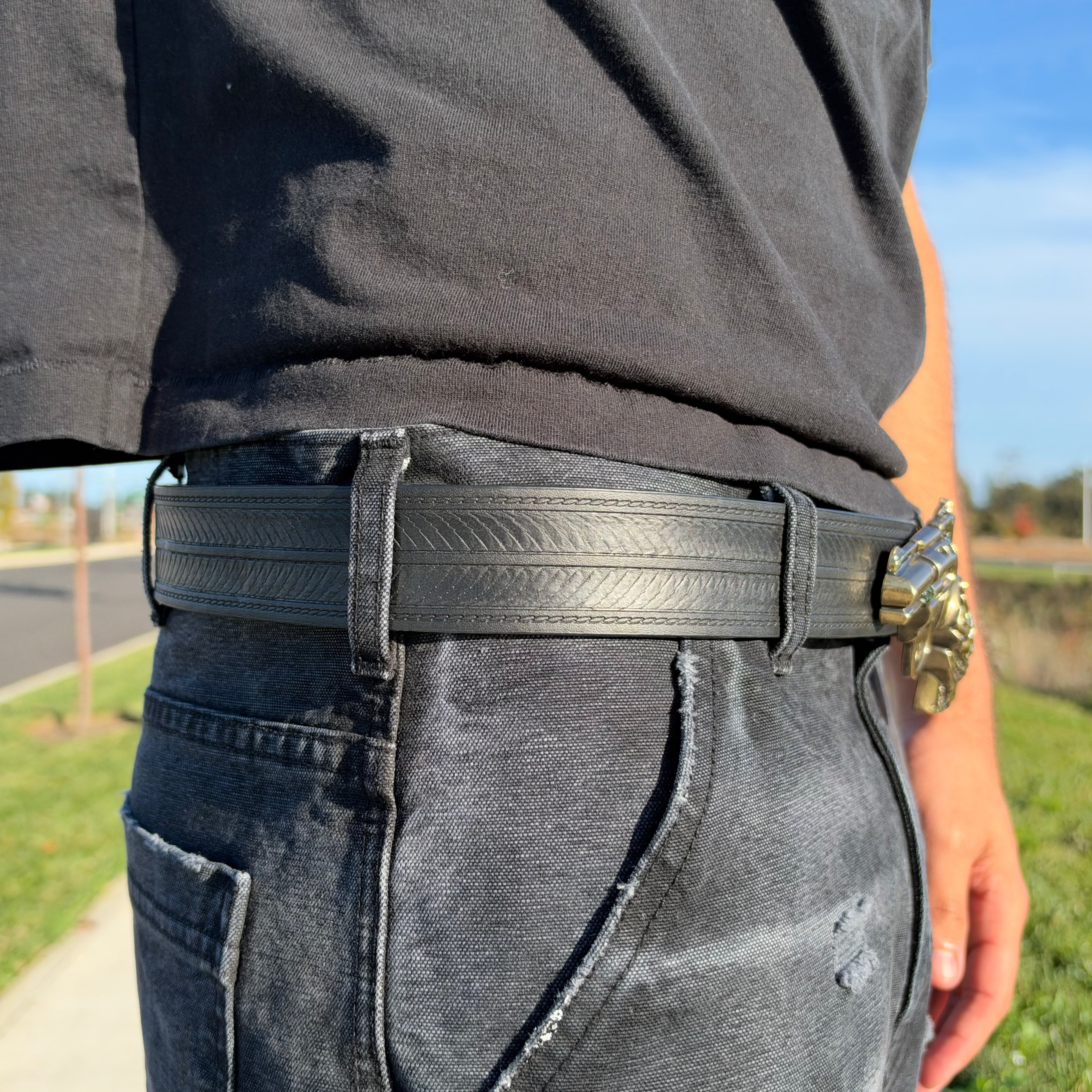 IGNRNT Studios Vintage Black Western Revolver Belt – Antique Gold