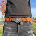 IGNRNT Studios Vintage Tan Western Revolver Belt – Silver / Tan