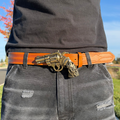 IGNRNT Studios Vintage Tan Western Revolver Belt – Antique Gold / Tan