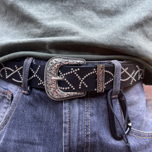 IGNRNT Studios - Black Leather Studded Western Belt