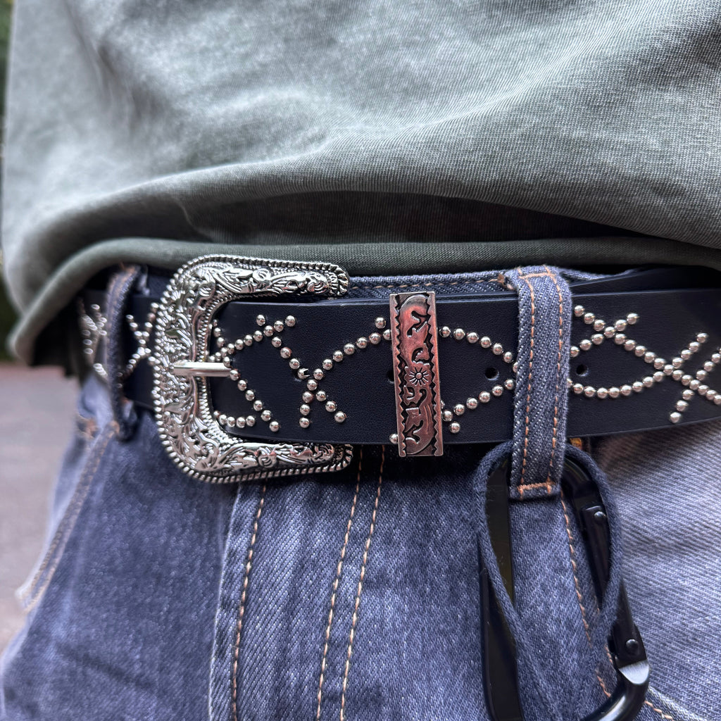 IGNRNT Studios - Black Leather Studded Western Belt
