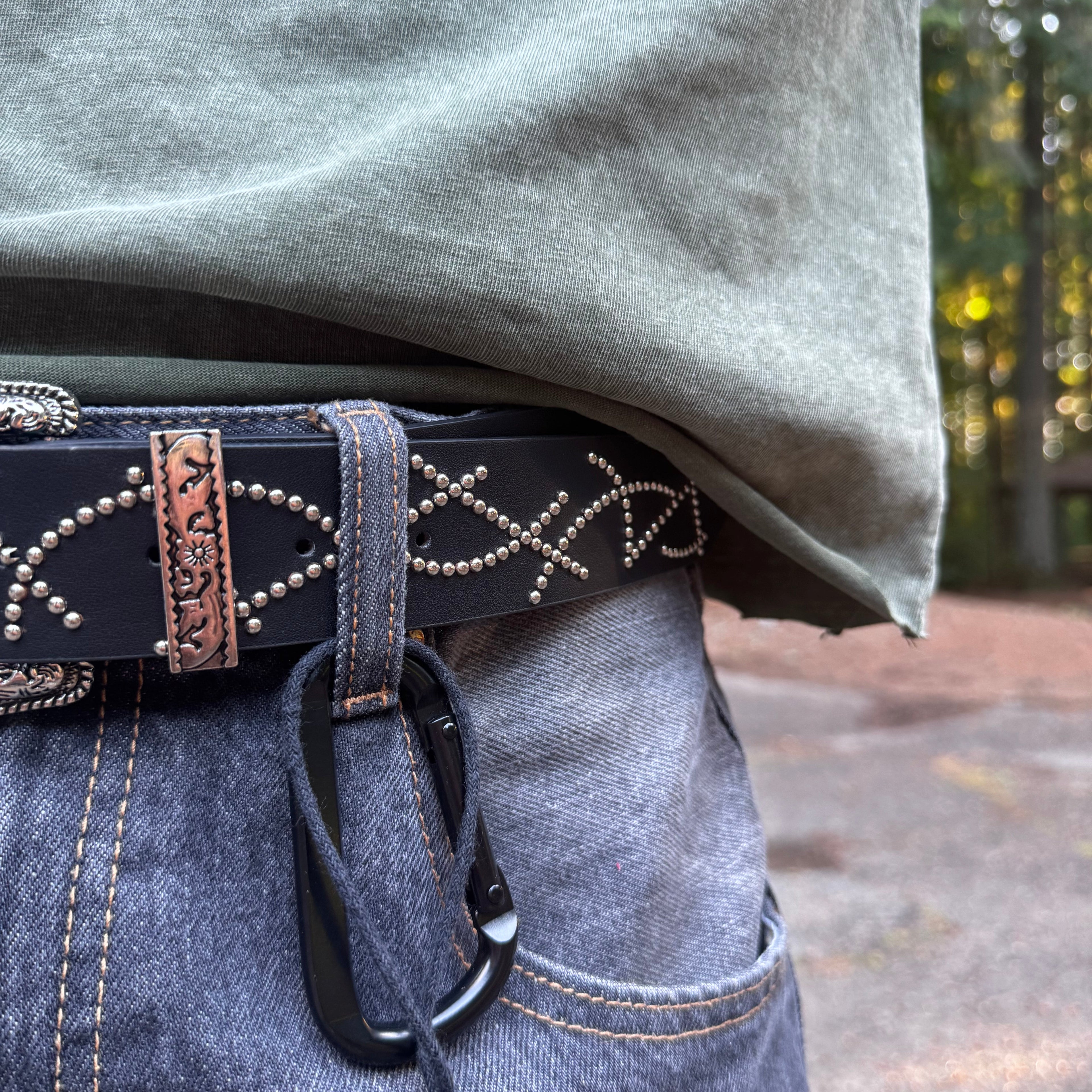 IGNRNT Studios - Black Leather Studded Western Belt