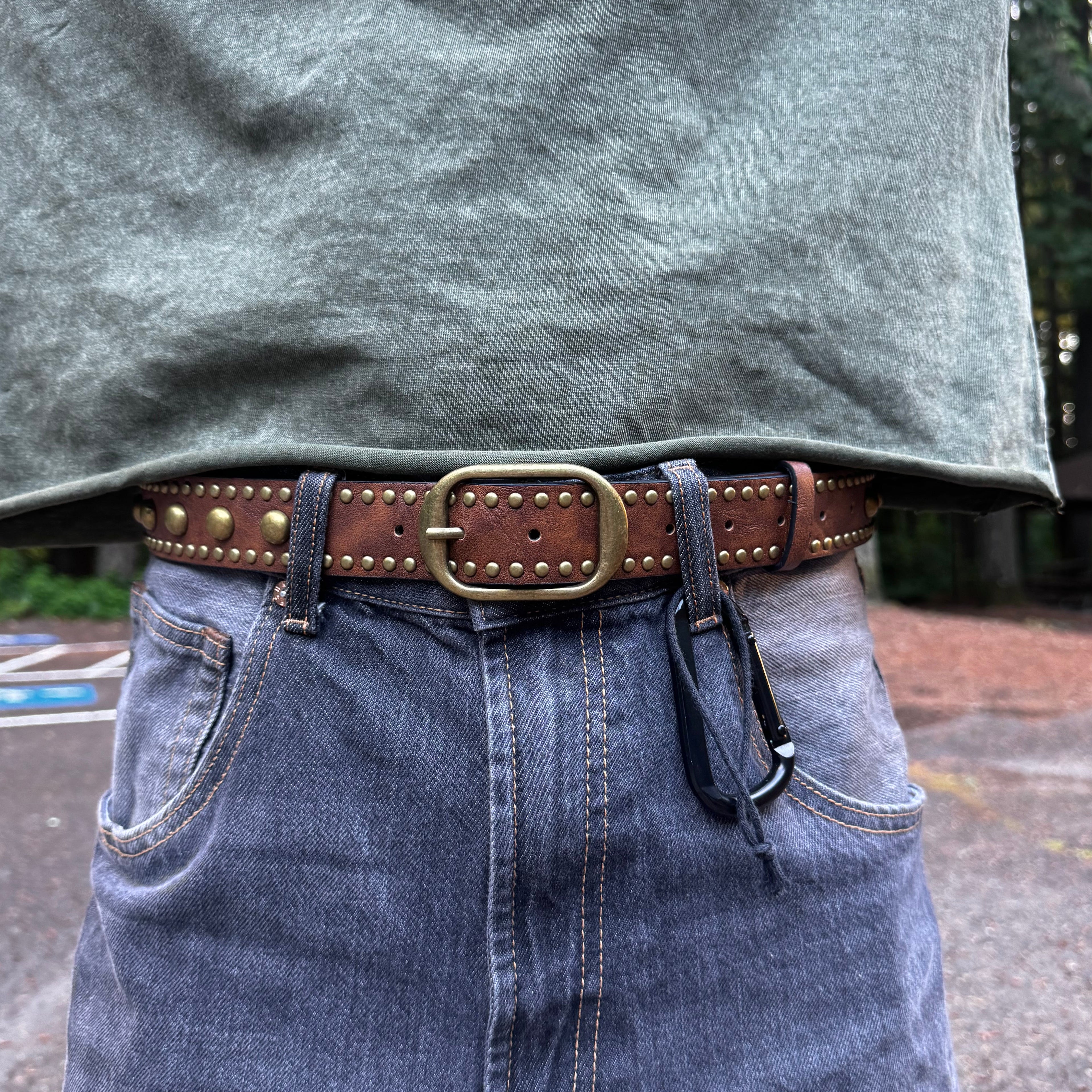IGNRNT Studios- Brown Vintage Studded Belt