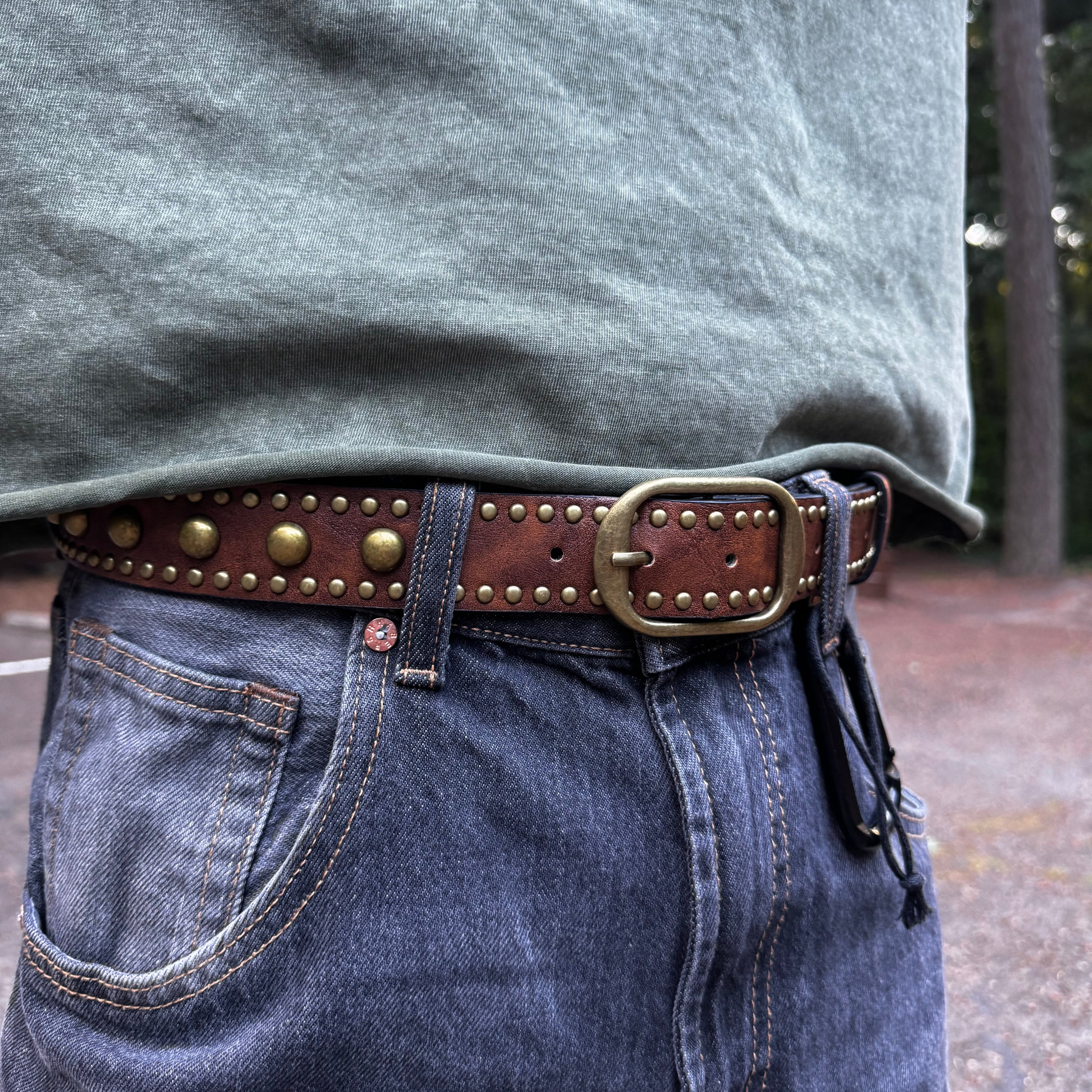 IGNRNT Studios- Brown Vintage Studded Belt