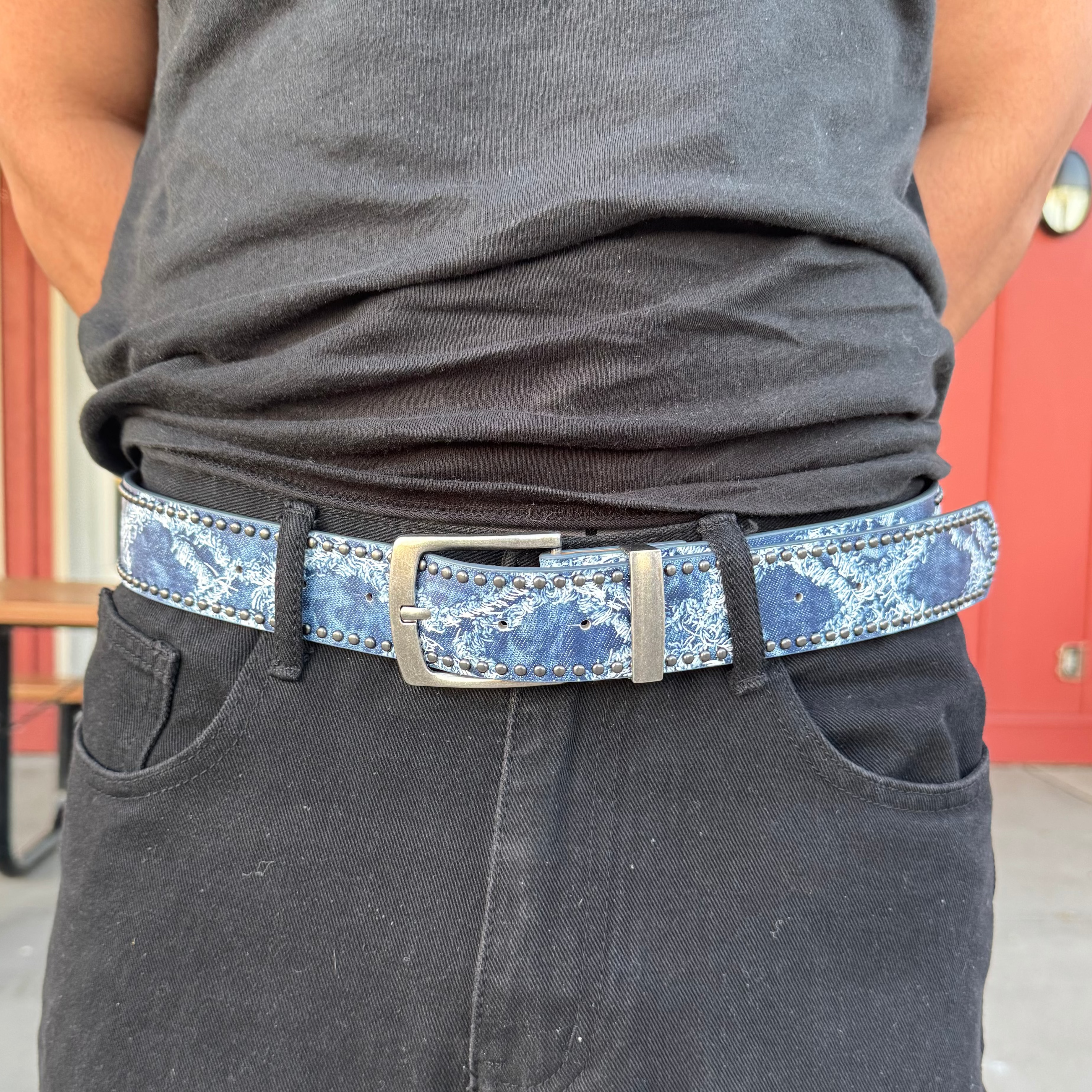 IGNRNT Studios Blue Wash Studded Belt