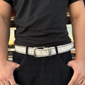IGNRNT Studios White Distressed Studded Belt