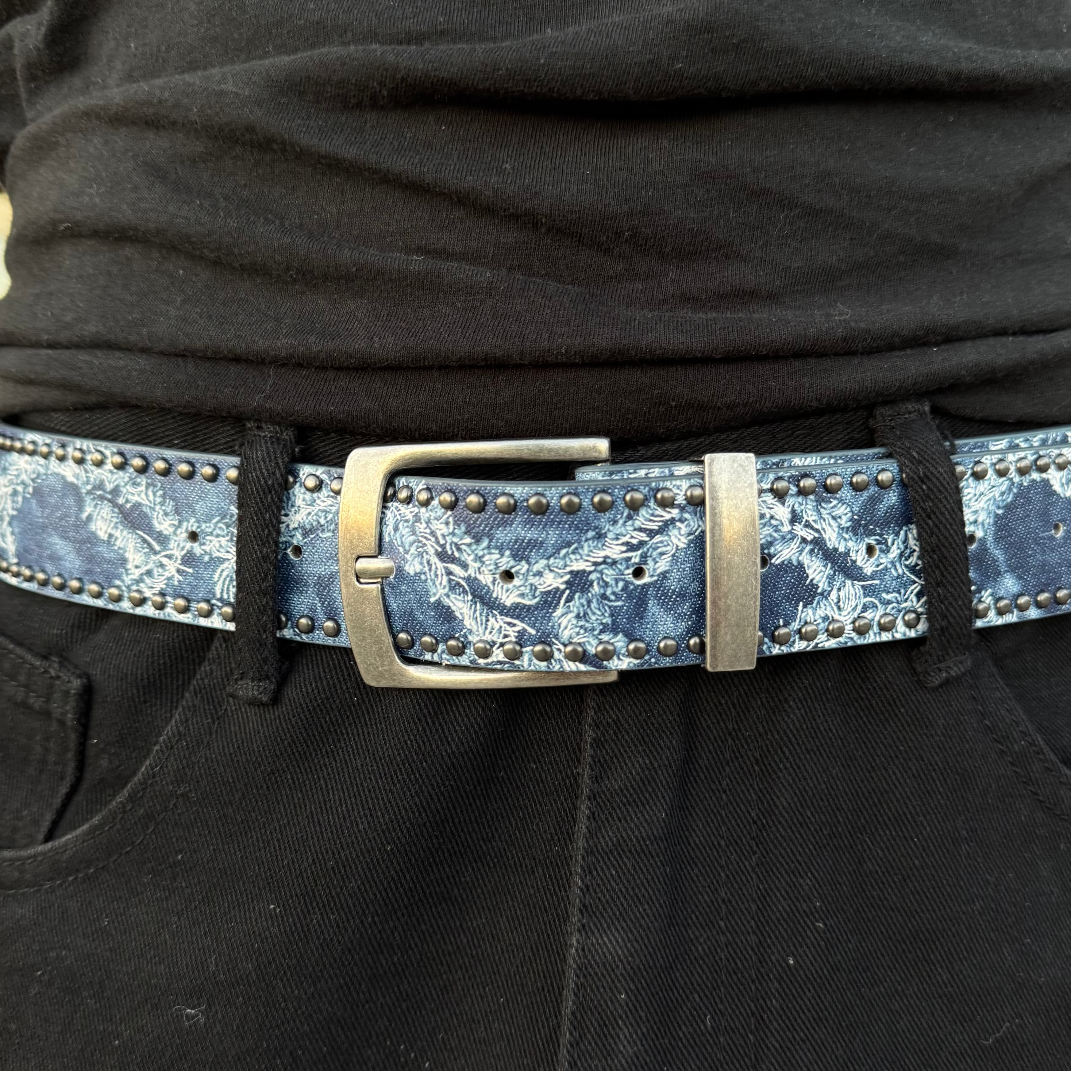 IGNRNT Studios Indigo Distressed Studded Belt