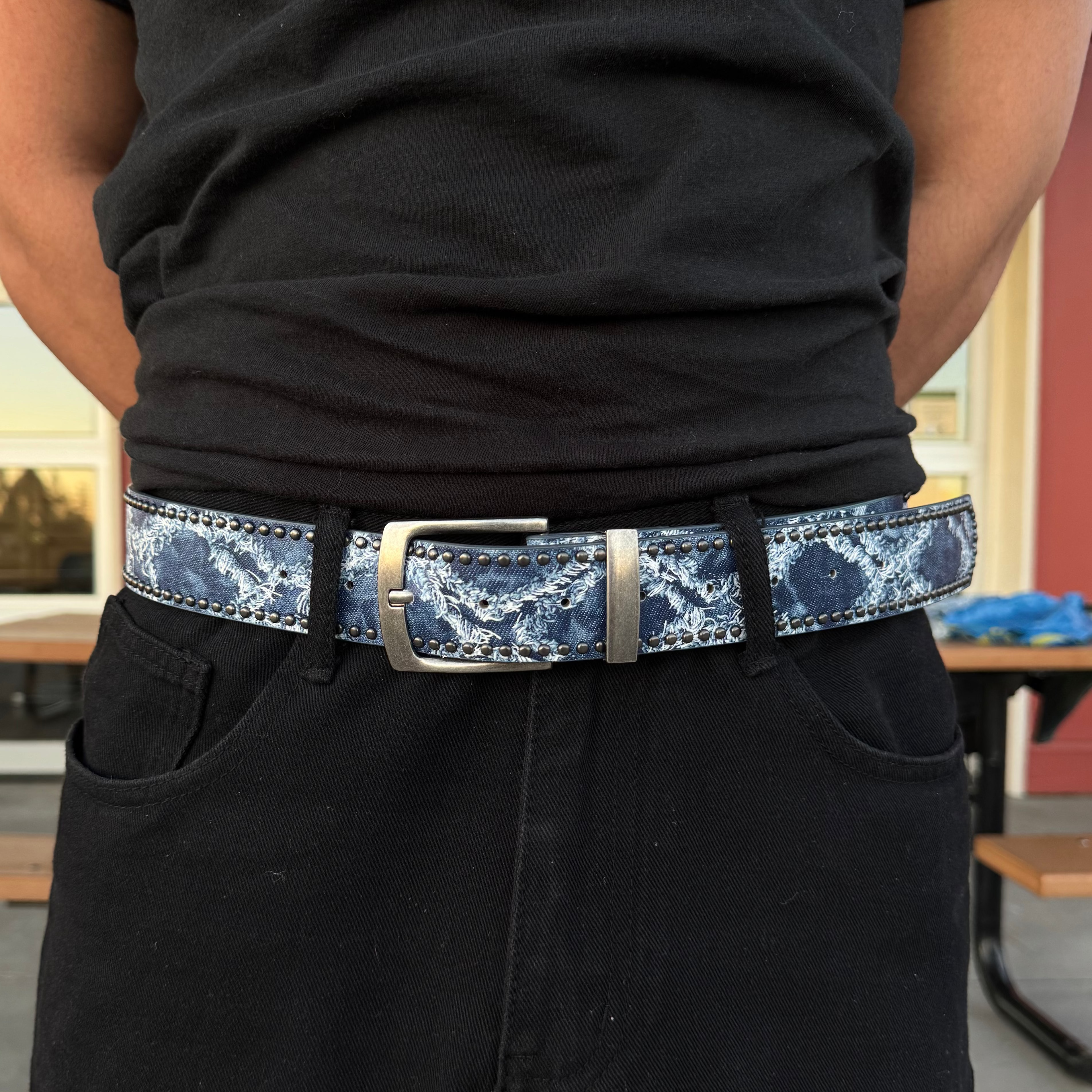 IGNRNT Studios Indigo Distressed Studded Belt