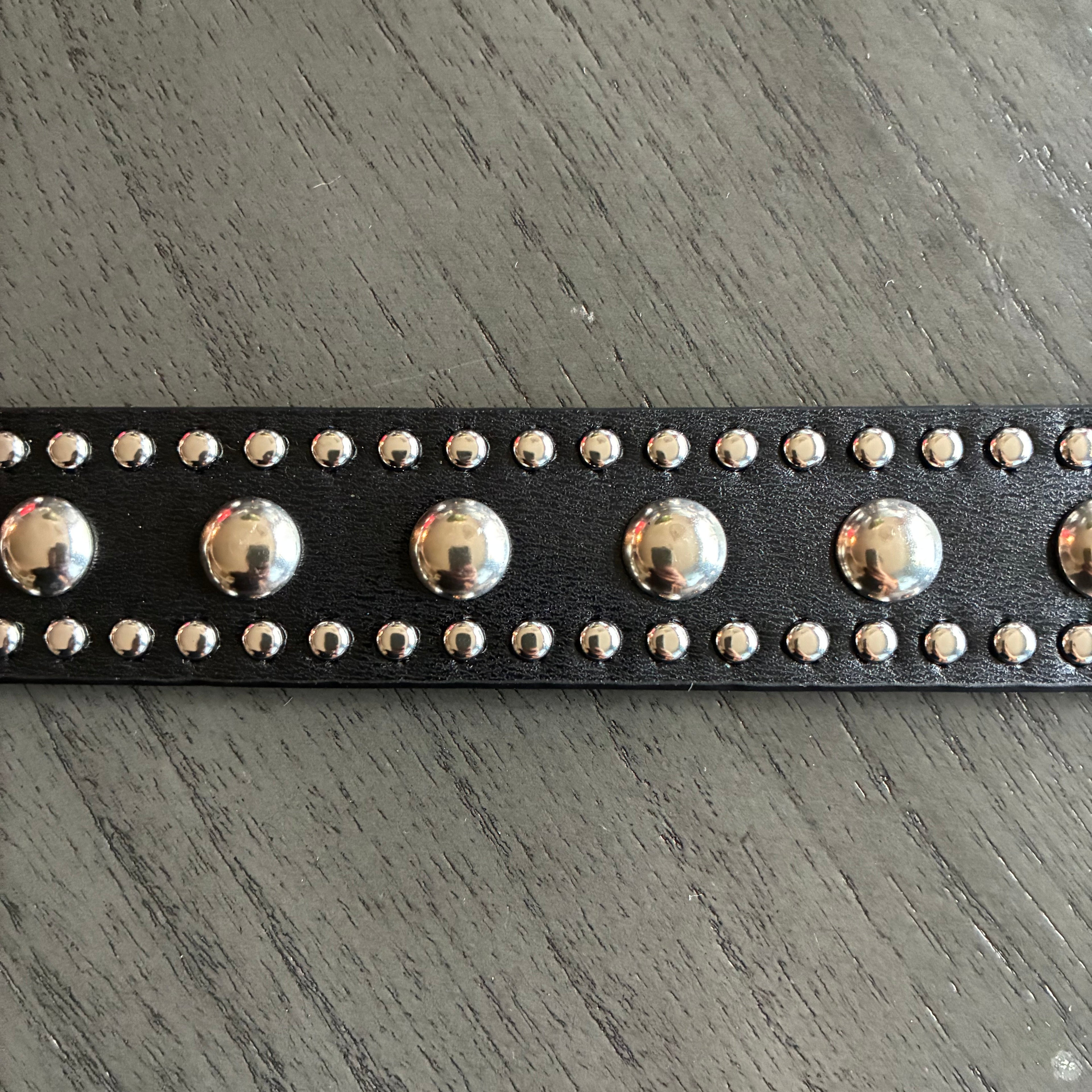 IGNRNT Studios - Black Leather Three Row Studded Belt