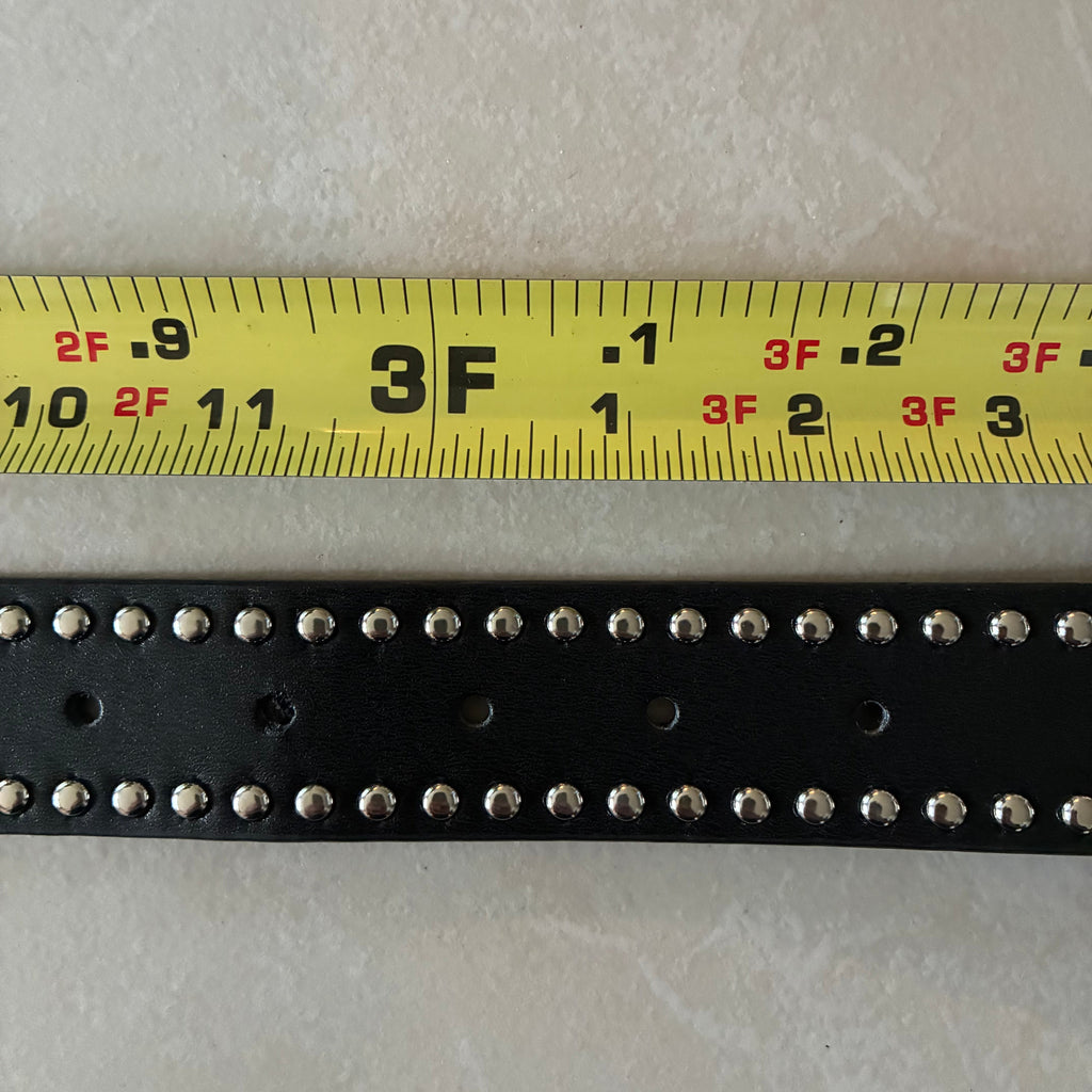 IGNRNT Studios - Black Leather Three Row Studded Belt