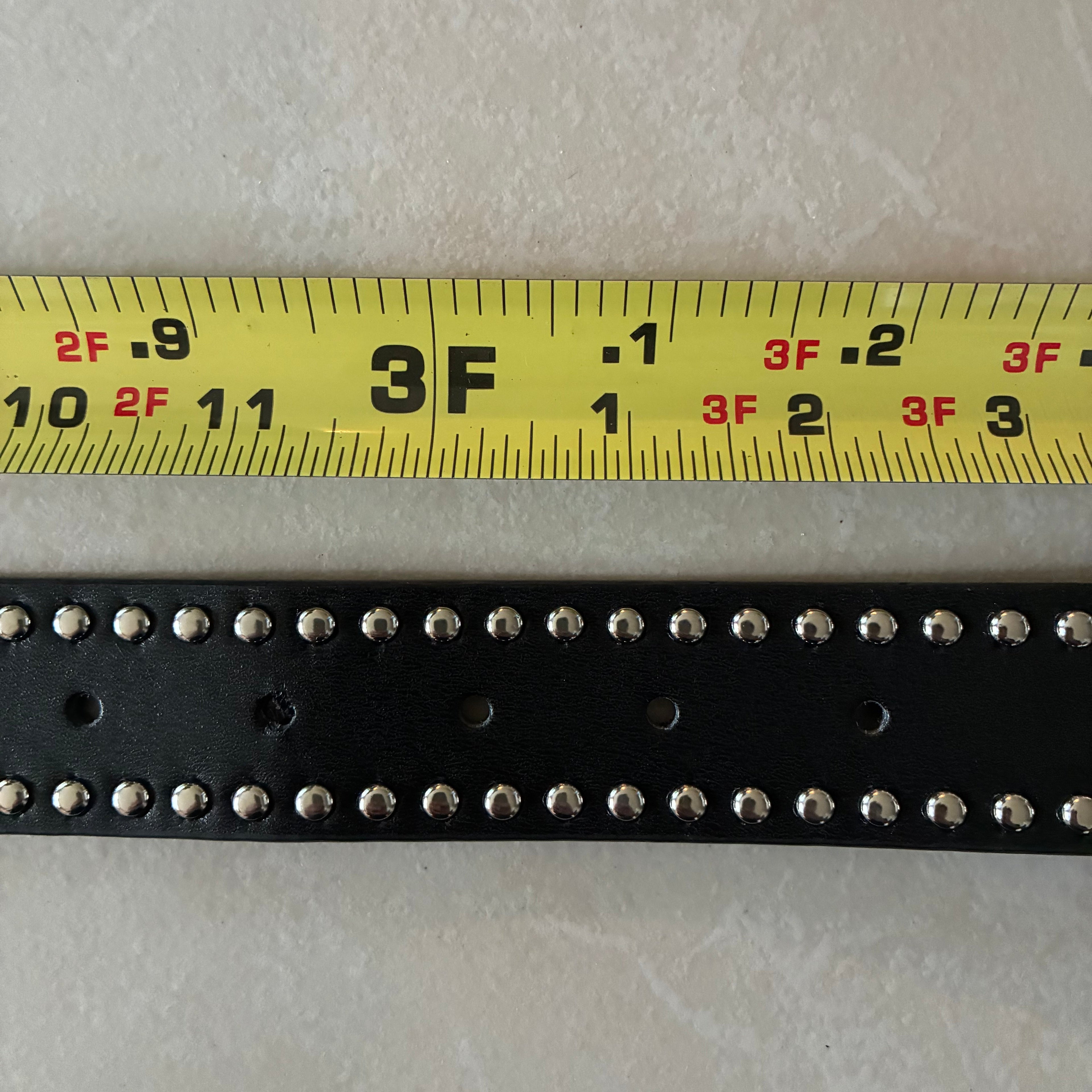 IGNRNT Studios - Black Leather Three Row Studded Belt
